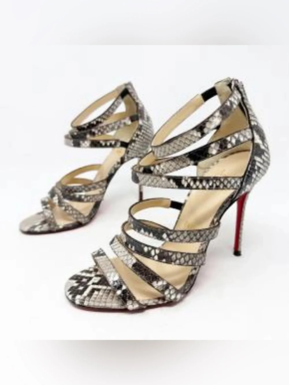 Christian Louboutin snake skin strappy heels size 36